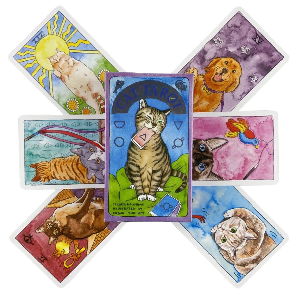Mazzo di Carte dei Tarocchi con Gatti Carini 10,2*6,2cm, 78 Carte (Mazzo di Tarocchi Fantasioso e Umoristico, Regalo per Amanti dei Gattini)