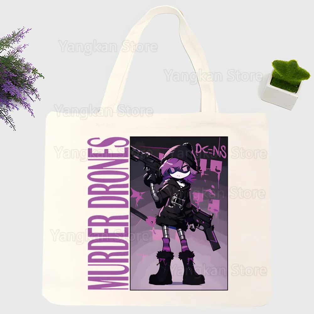 Borsa shopper Murder Drones, borsa tote in tela stampata, borsa da donna, borse a tracolla Harajuku