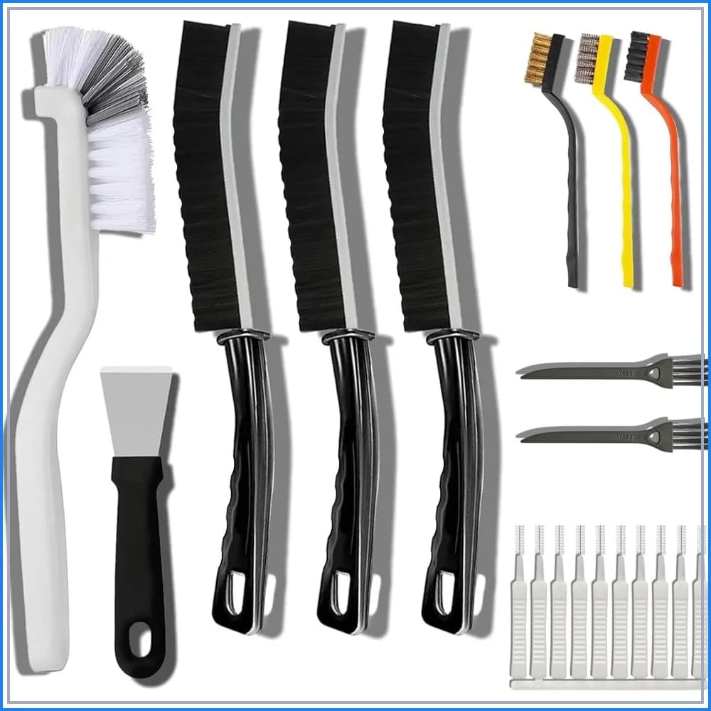20-Piece Crevice Cleaning Brush Set - Multifunctional Kit with Precision Brushes, Scraper & Shower Cleaner for Car, Kitchen, Bathroom, Grout, Sink, Cup, Bottle, Blender, Corners & More