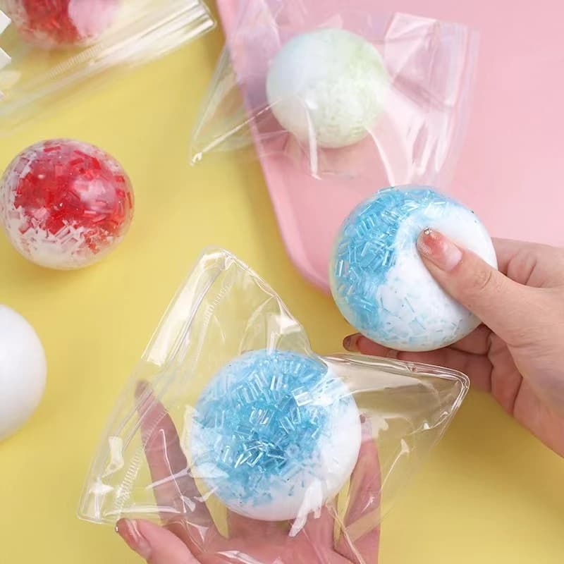 1Pc Creative Glacier Maltose Stress Ball Clear Transparent Squeeze Toy Stretchy Slow Rising Ice Crystal Tactile Sensory Ball Hand Exercise Grip Fidget Toy Anti Anxiety Stress Relief Decompression Toy Adults Kids ADHD Autism Office Desk Decor Gift