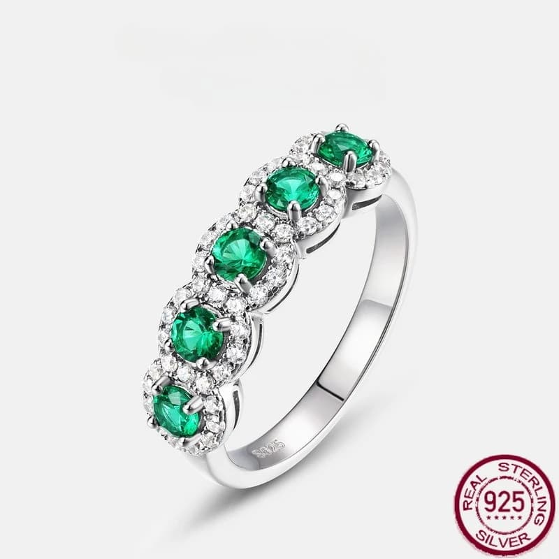 Nuovo anello color smeraldo cielo stellato in argento puro S925 con gioielli da sposa di lusso leggeri personalizzati