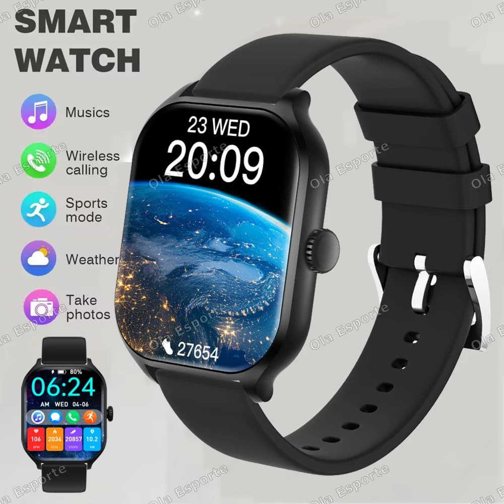Nuovo Smartwatch con Display HD da 2.01'', Chiamate Bluetooth, Monitoraggio Salute, Modalità Sport, Tracciamento GPS, per Uomini e Donne, Compatibile con Android e iOS HT30