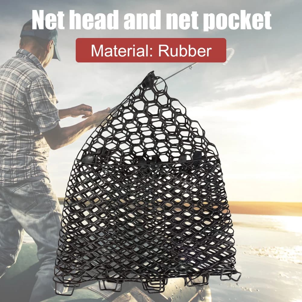 Testa della rete in gomma 32/40/55 cm Sostituzione della rete a mano Rete da pesca portatile Accessori per la pesca all'aperto
