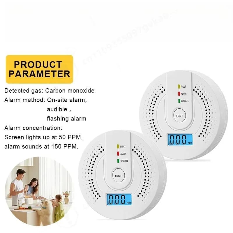 Carbon Monoxide Detector LCD Digital Display CO & Flash Alert Battery Powered Home Indoor Gas Detector