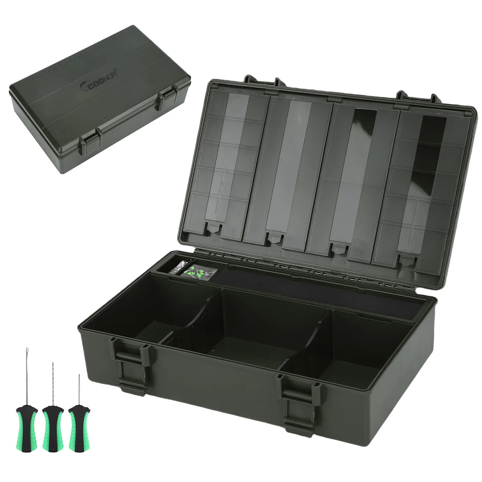 Rig Box Carp Fishing Equipment Multifunctional Storage Organizer with scale 3 gadgets