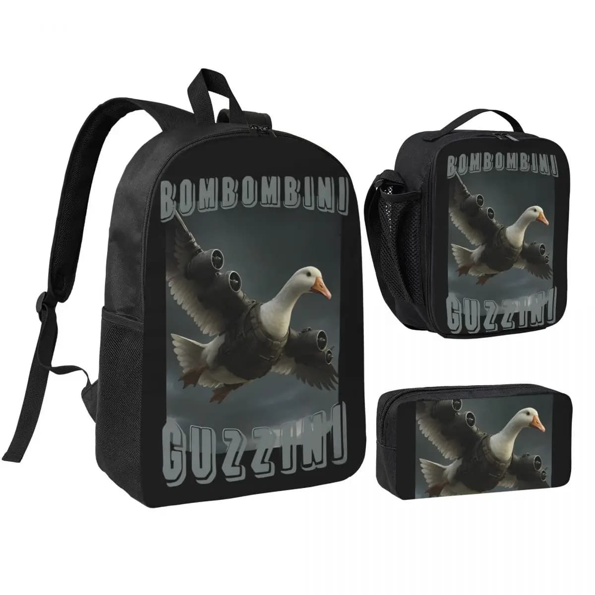 Bombombini Guzzini 3pecs/set Backpack for Student Italian Brainrot Laptop Computer Daypack Lunch bag Pencil Case
