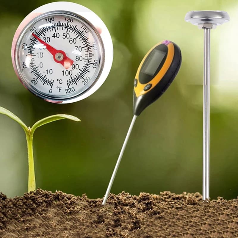 Stainless steel ground thermometer 127mm range 0-100 degrees Celsius stem display