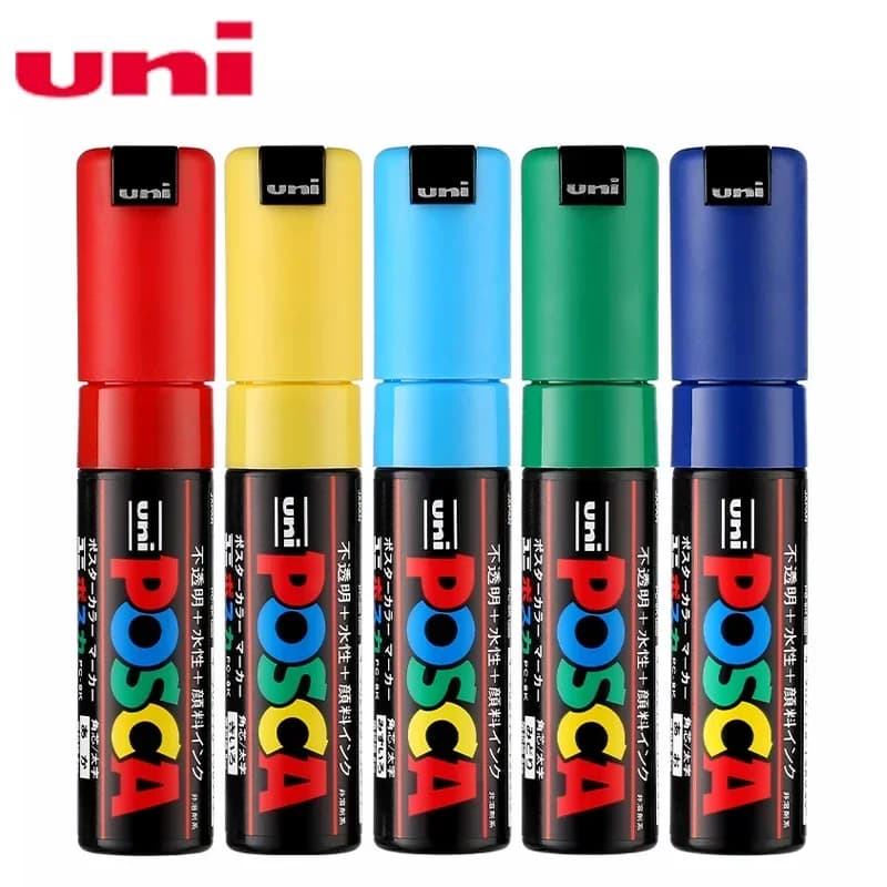 1pcs Posca Art Marker with Broad Chisel Tip 8K/17K Uni Acrylic Paint Pens for Artists Supplies Fabric Painting Advertising Manga