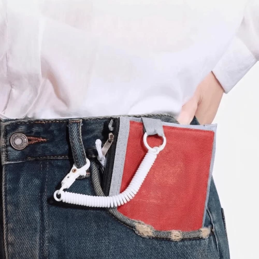 Mesh Passport Holder Anti-theft Spring Lock Zipper Closure Travel Storage Bag Multi-Purpose Clear Small Pouch Cards Storage