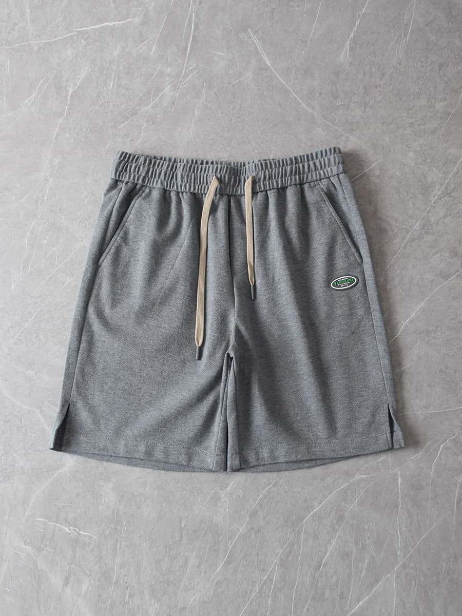 Skin-friendly Soft Flannel Five-Quarter Length Casual Sporty Men's Shorts Elastic Waist Straight Leg Polyester Cotton Blend