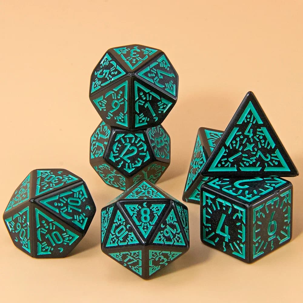 Set di dadi poliedrici DND 7 pezzi D4-D20, fantastici giochi incisi dadi per il gioco da tavolo RPG di intrattenimento souvenir