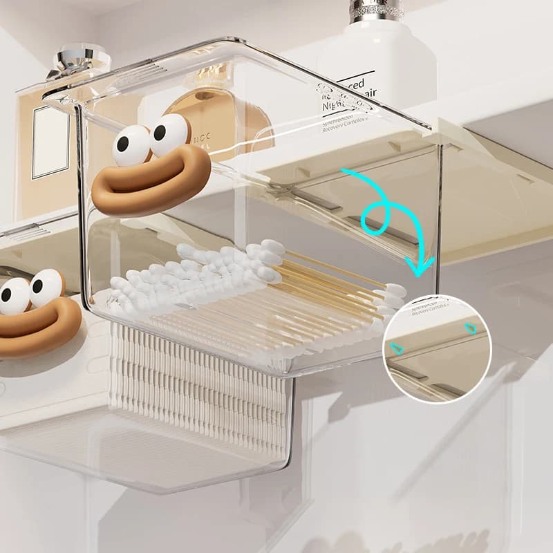 Nuovo Organizzatore Sottopensile Trasparente per Bagno, Cassetto Estraibile per Salviette e Cosmetici, Scatola Contenitore Salvaspazio