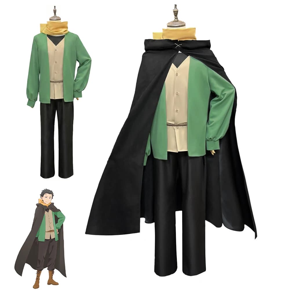 Anime Re Zero Cosplay Natsuki Subaru Costume Jacket Pants Coat Scarf Cloak Belt Full Set Stage Uniform Halloween Carnival Party