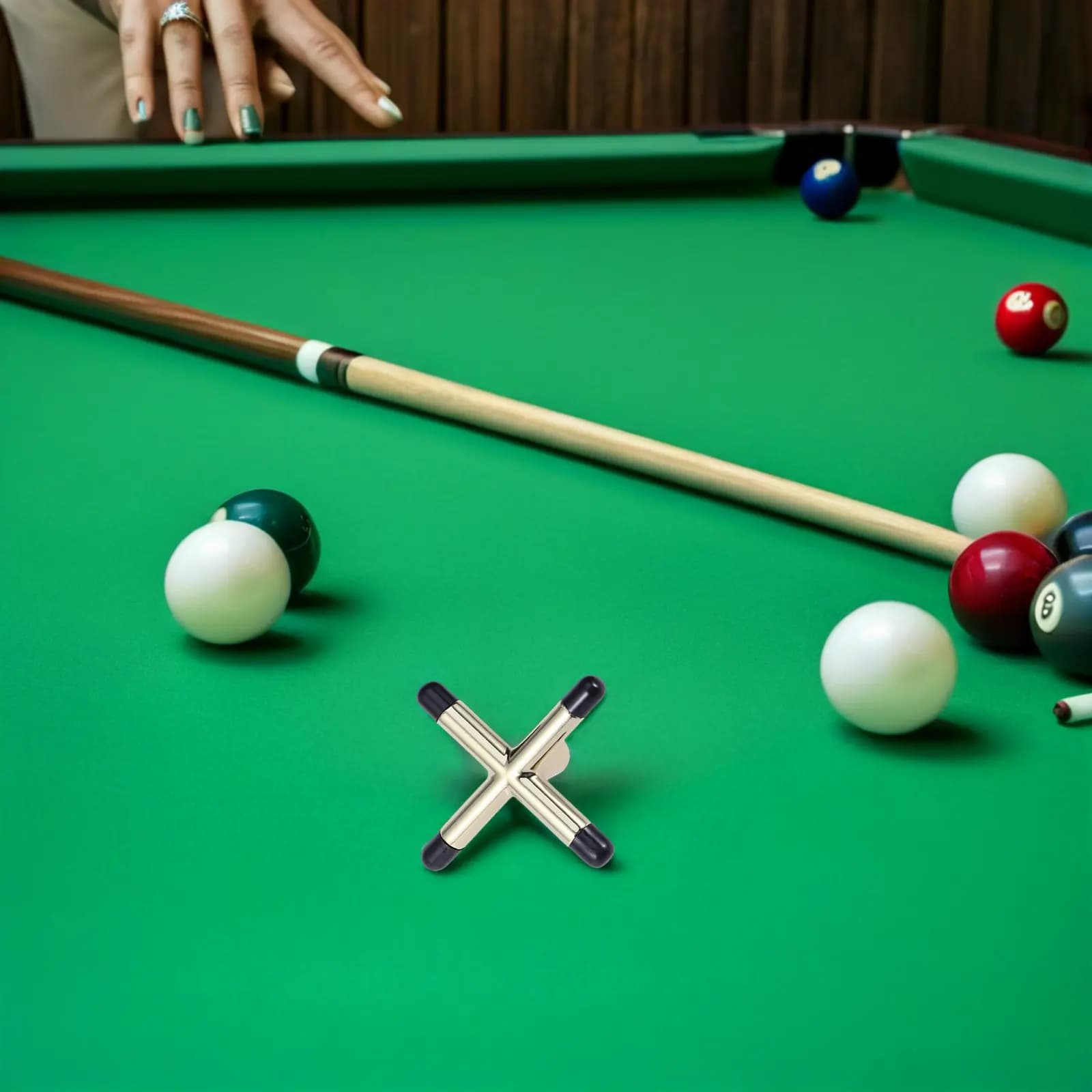 3Pcs Cross Shaped Billiards Bridge Head for Pool Cue Sticks Snooker Tables Anti-Slip Precision Rest Support Zinc Alloy Plastic