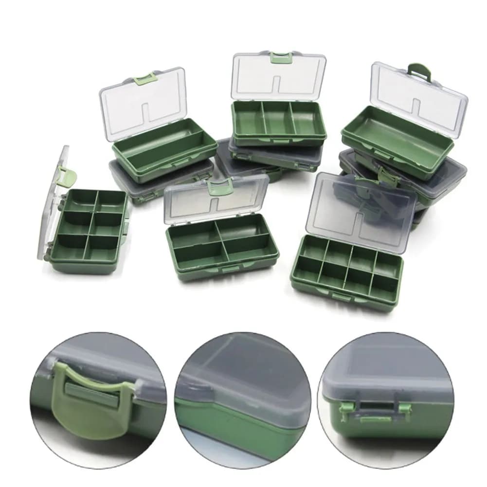 Scatola per Esche da Pesca 105x65x24mm in PP, Sistema di Stoccaggio con 1-8 Scomparti per Carpe, Resistente