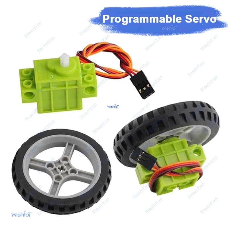 Geekservo Ruota Servo a Rotazione Continua a 360 Gradi Compatibile con Blocchi di Costruzione Legoeds Micro:bit Robot Auto Intelligente Giocattolo