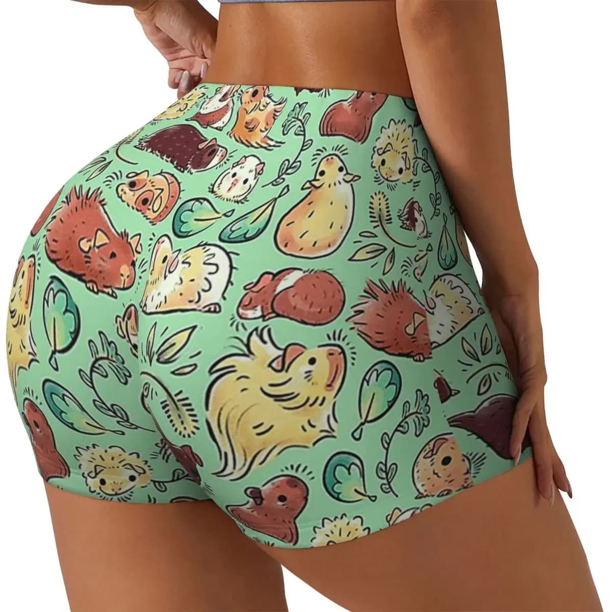 Custom Guinea Pig Huddle Women Gym Workout Running Shorts Athletic Volleyball Biker Yoga Shorts
