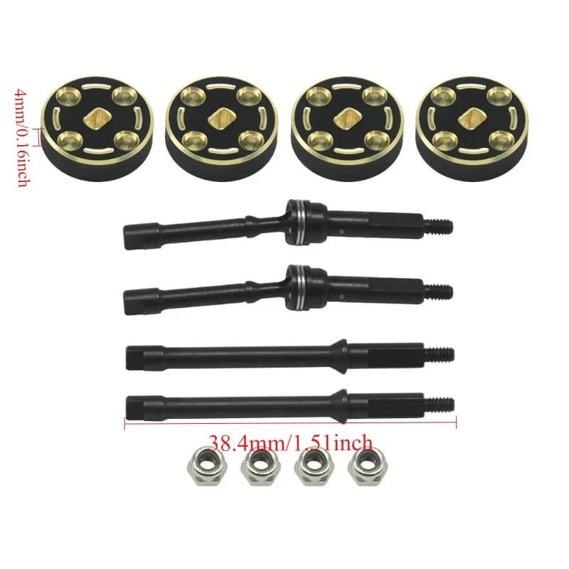 1144 Steel Hardening +4mm CVD with Brass +4mm Weight 4pcs/set for SCX30 Cars Upgrade Parts 8pcs/set