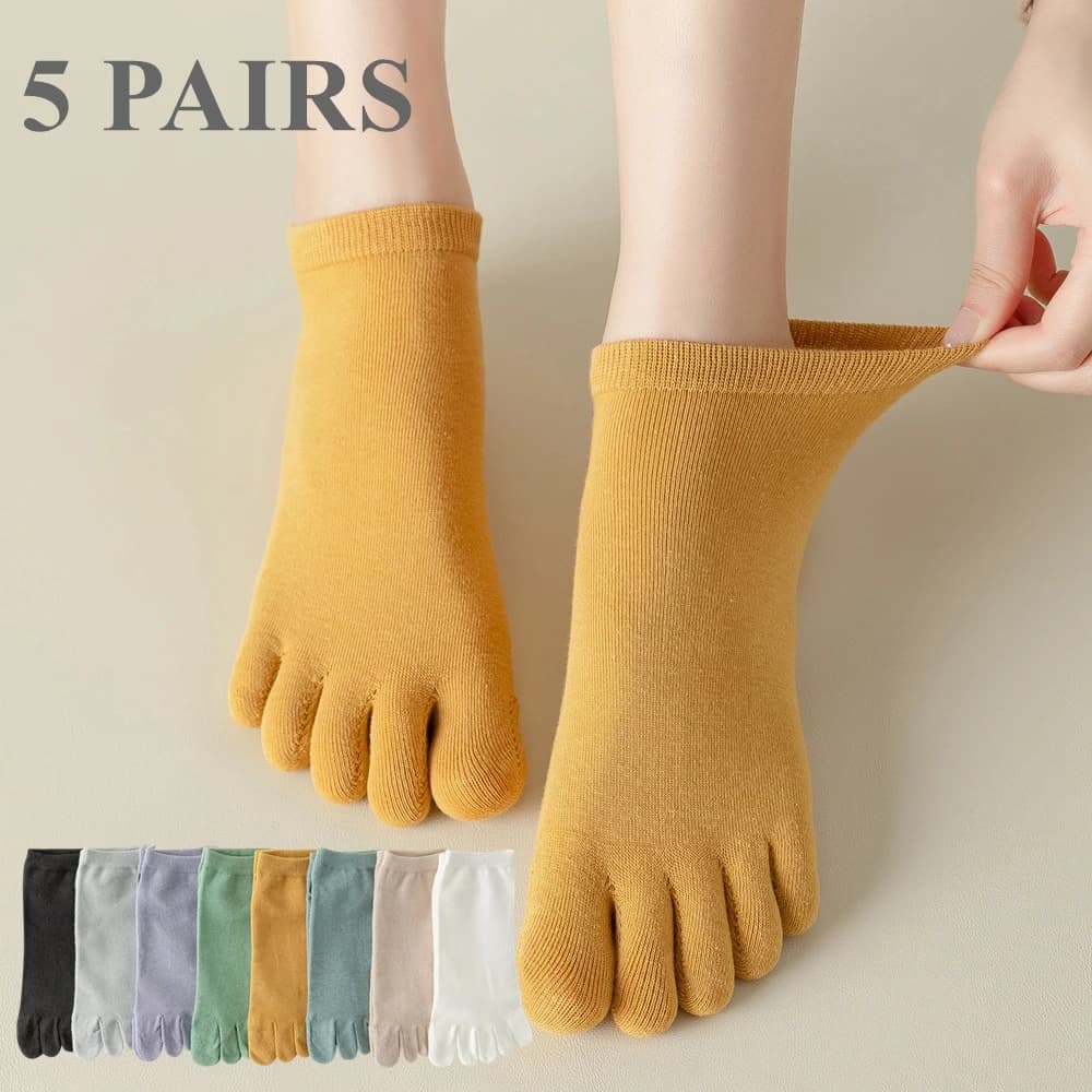 5 Pairs Women Toe Socks with Separate Fingers High Quality Cotton Five Finger Socks Women Low Cut Ankle Socks Yoga Sports