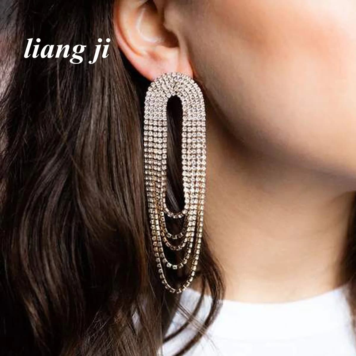 Orecchini per donna nappa cristallo ciondola Oorbellen dichiarazione catena Pendientes largos Trendy geometrico euro-americano