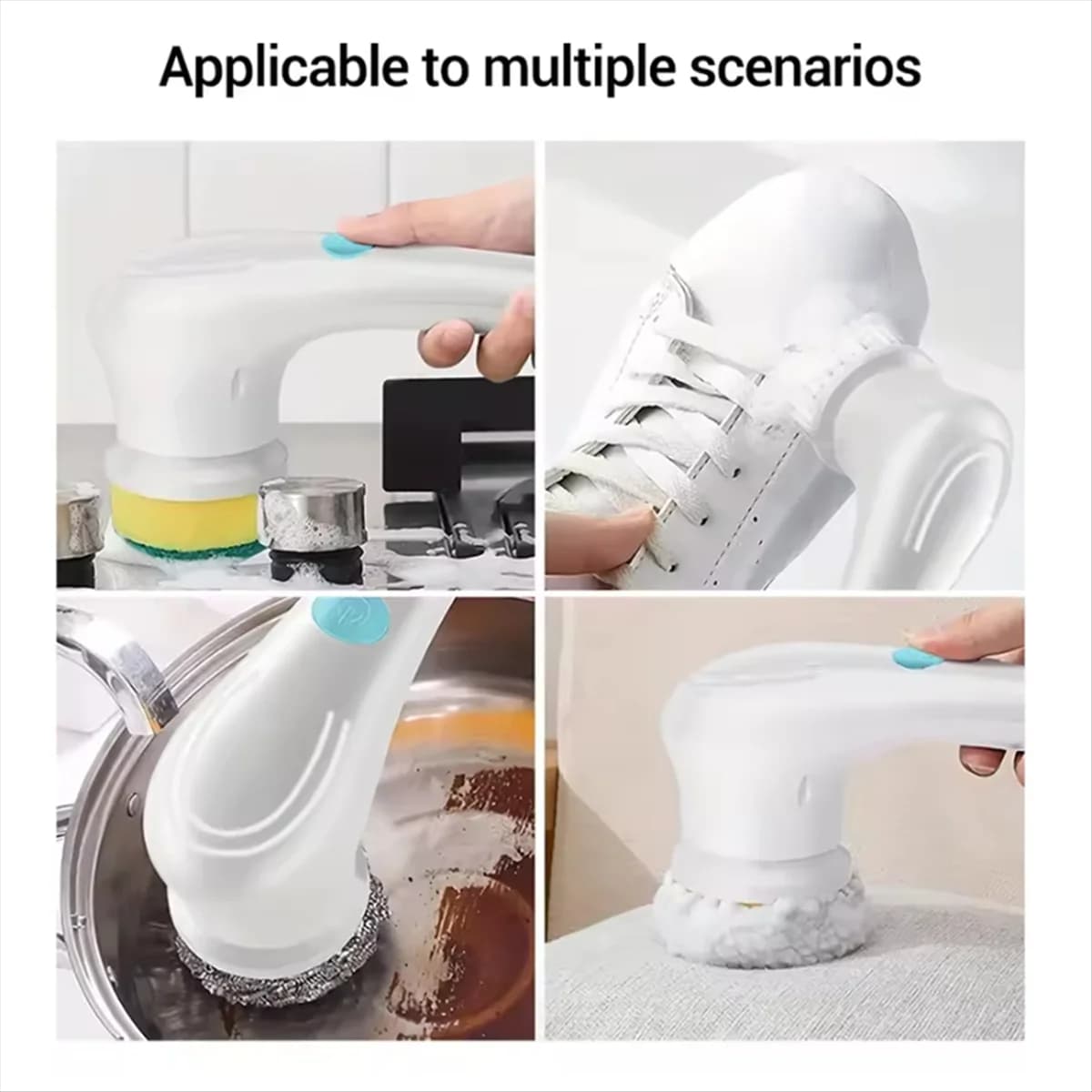 AA98 Spazzola per pulizia elettrica domestica wireless 5 in 1 Ricarica USB multifunzionale Forniture per strumenti per la pulizia della cucina del bagno