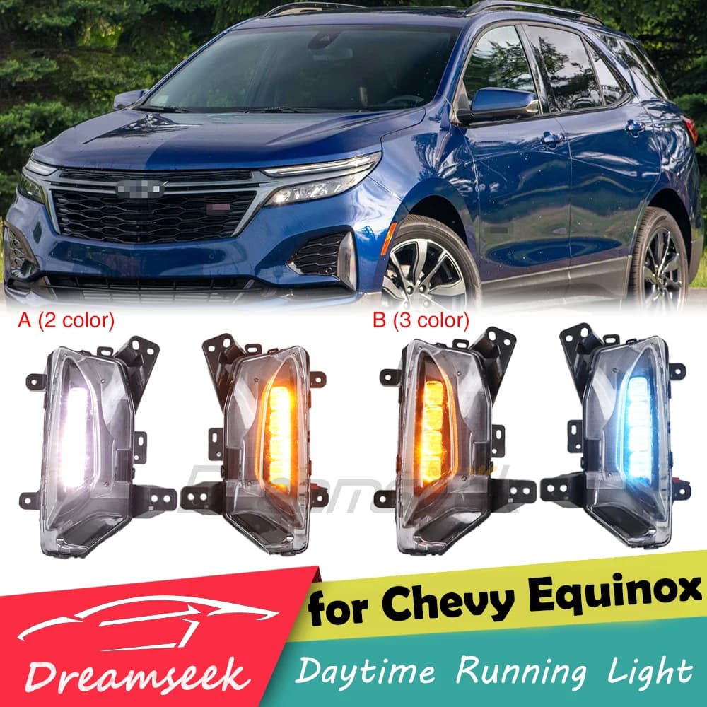 Luce di marcia diurna a LED DRL per Chevrolet Chevy Equinox Facelift modello 2022 2023 2024 Lampada fendinebbia con indicatore di direzione sequenziale