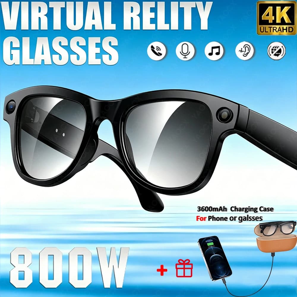 New 800W Smart Glasses AI Translator Photo Video Recording Music Playback With 3600 Mah Charging Box Smart Glasses Sunglasses