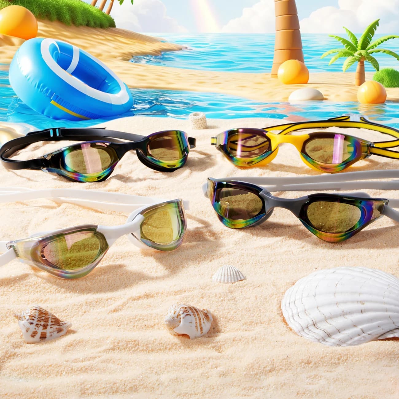 1 high quality swim glasses for adults: anti-fog lenses, adjustable fit, comfortable and durable