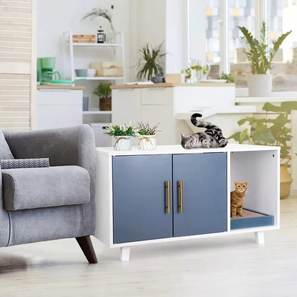 Custodia per lettiera nascosta multifunzione per casetta per gatti con armadietti organizer per pad