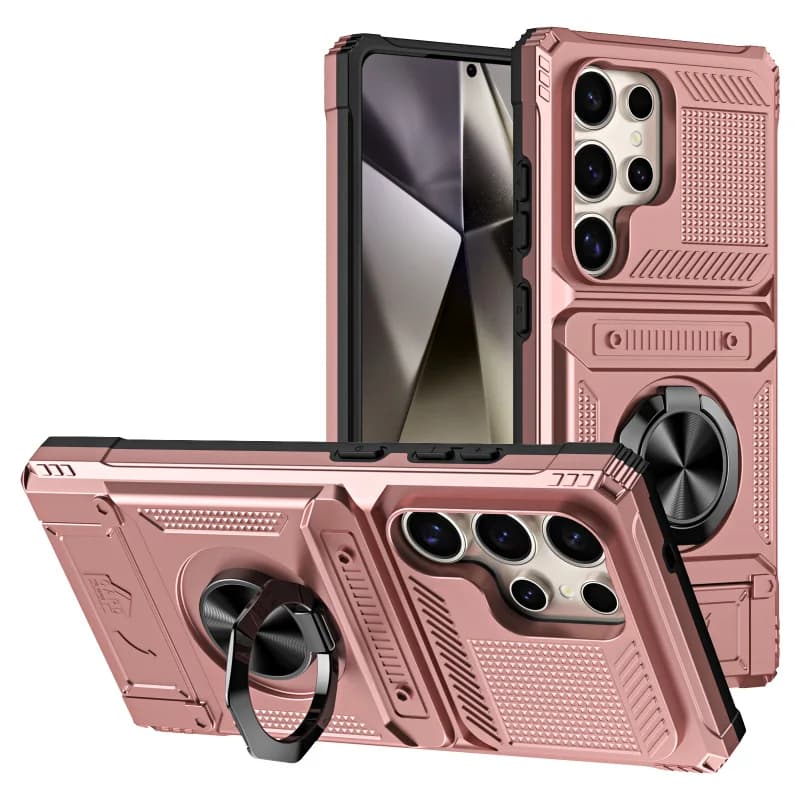 360 ° Metal wheel bracket for car ring wallet slot for phone case cards for Samsung S25 Ultra Edge S23 S24 Ultra Plus FE rear bumper
