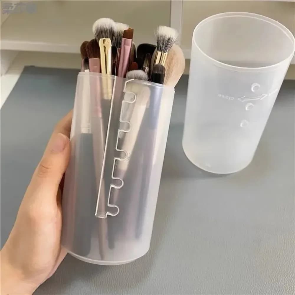 Porta Pennelli Trucco Retrattile, Organizzatore per Pennelli, Contenitore da Viaggio in Plastica Trasparente, Custodia Antipolvere