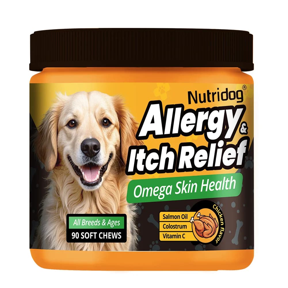 NUTRIDOG Pain from itching for allergies to dogs Omega-3 Mastics Vitamin C support Skin for immune health supplement for dogs Nutrition 90 pieces/bottle