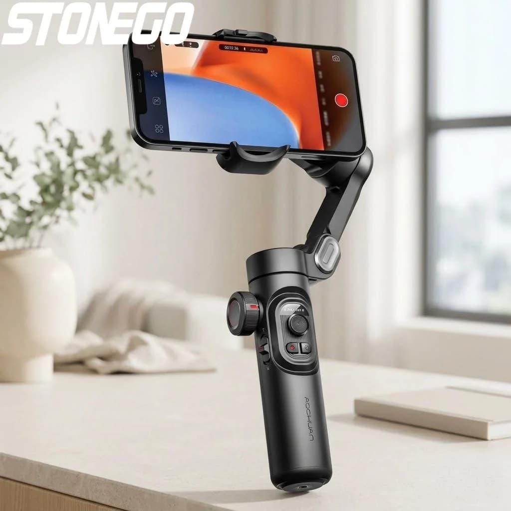 Stabilizzatore Gimbal a 3 Assi per Smartphone, Asta Selfie Portatile con Tracciamento del Viso e Anti-Shake per Riprese Video Fluide, Supporto per Telefono