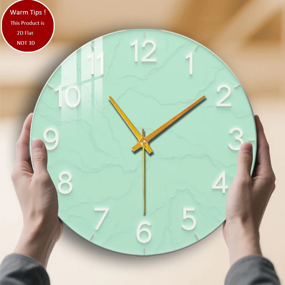 Tempered glass wall clock Green mint watch suitable for wall decorations or table display anywhere