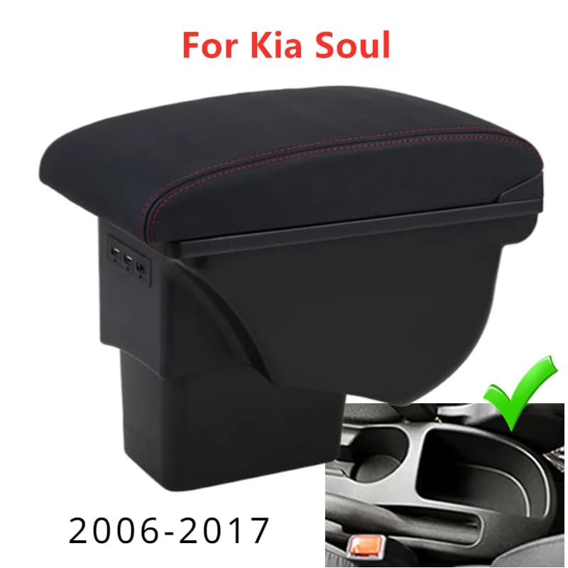 For Kia Soul 2006-2017 Bracciolo Box Interior leather parts for cars Central console with USB 2007 2008 2009 2011 2013 2014
