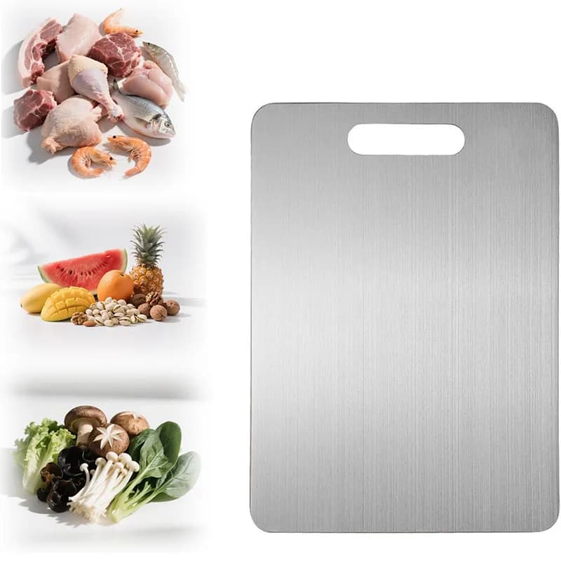 316 Stainless Steel Kitchen Cutting Board Thickened Double Sided Food Grade Portable Chopping Board For Fruit Vegetable Raw Meat