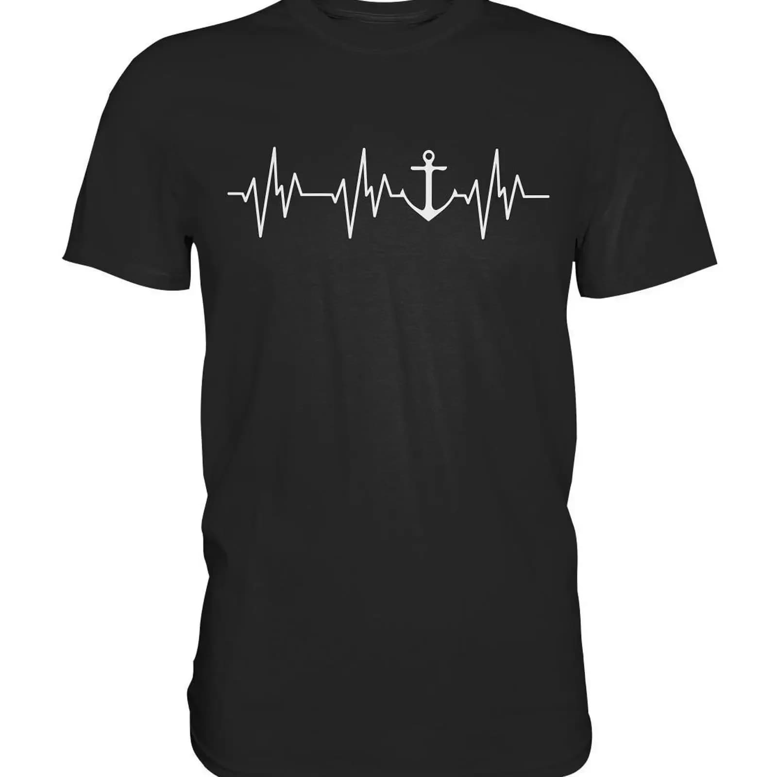T-shirt Anchor Ship Sailing Boat Heartbeat Beach Premium vintage lavata morbida di design traspirante elasticizzata casual