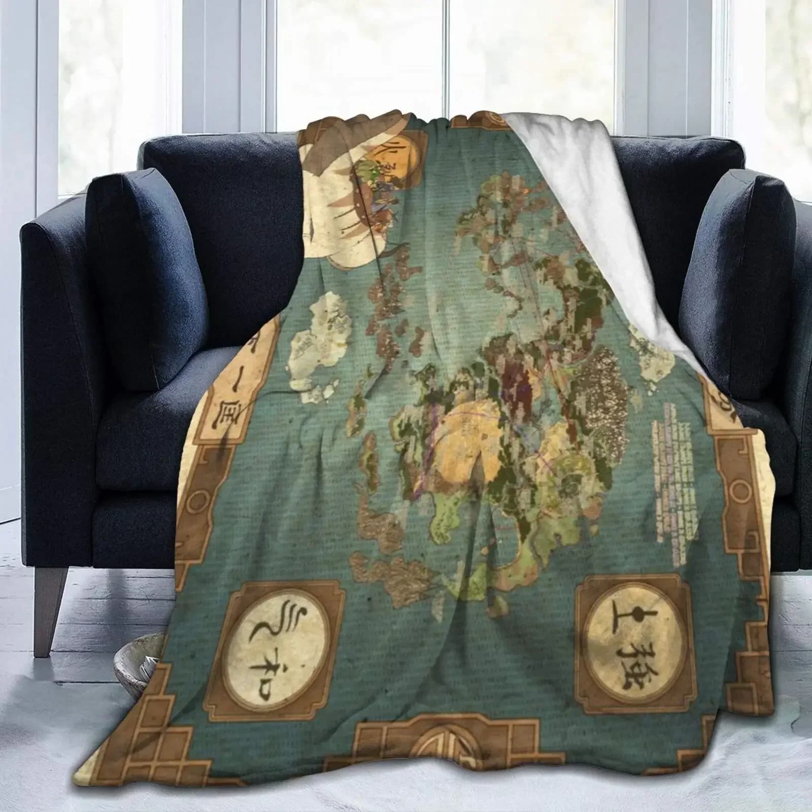 Coperta con mappa della Terra media, trapunta da letto leggera in velluto ultra morbido, resistente, per la casa, in pile