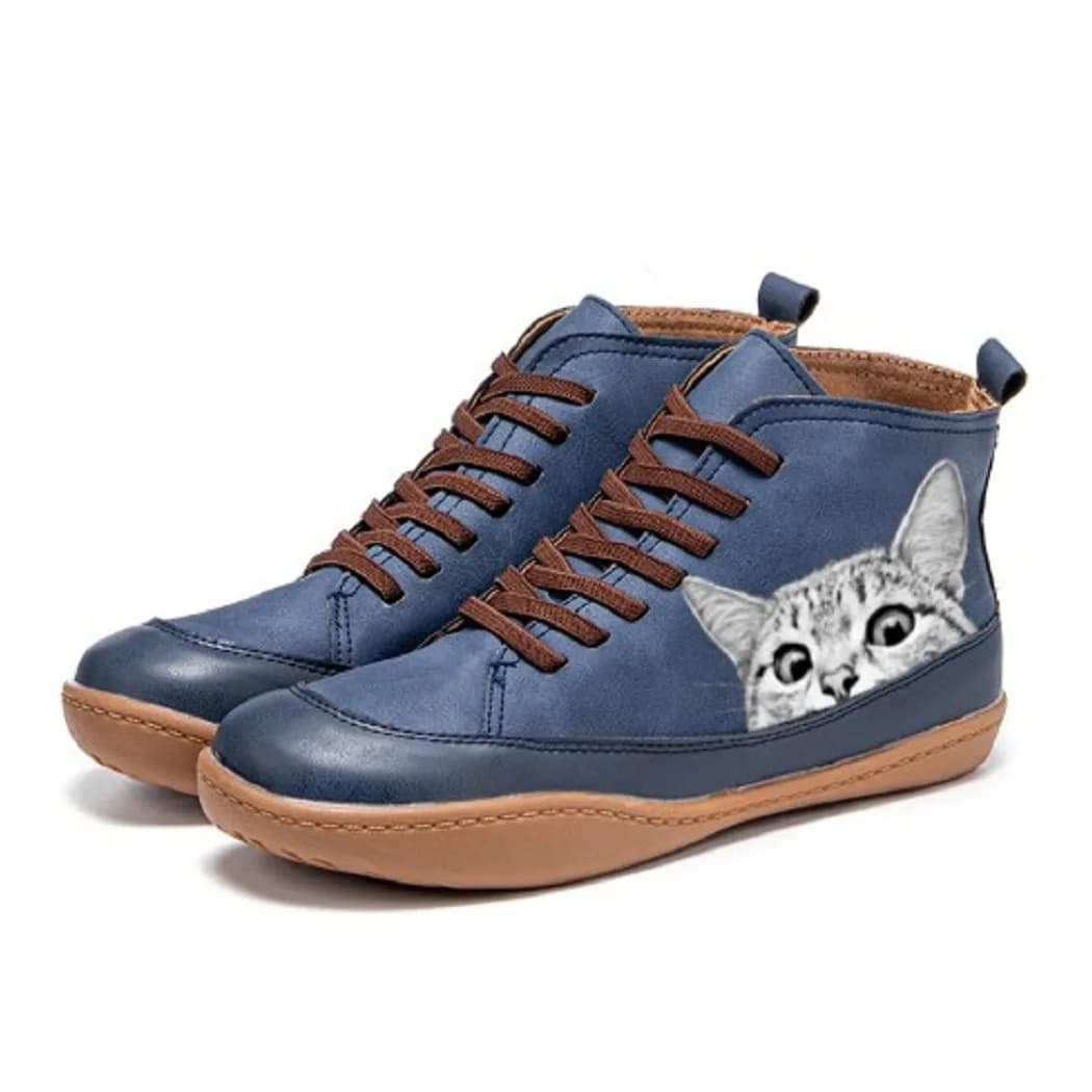 Comfortable Large Size Flat Bottom Boots Printed Design Chelsea Boots Polyester Upper Layer Rubber Outsole Spring Autumn