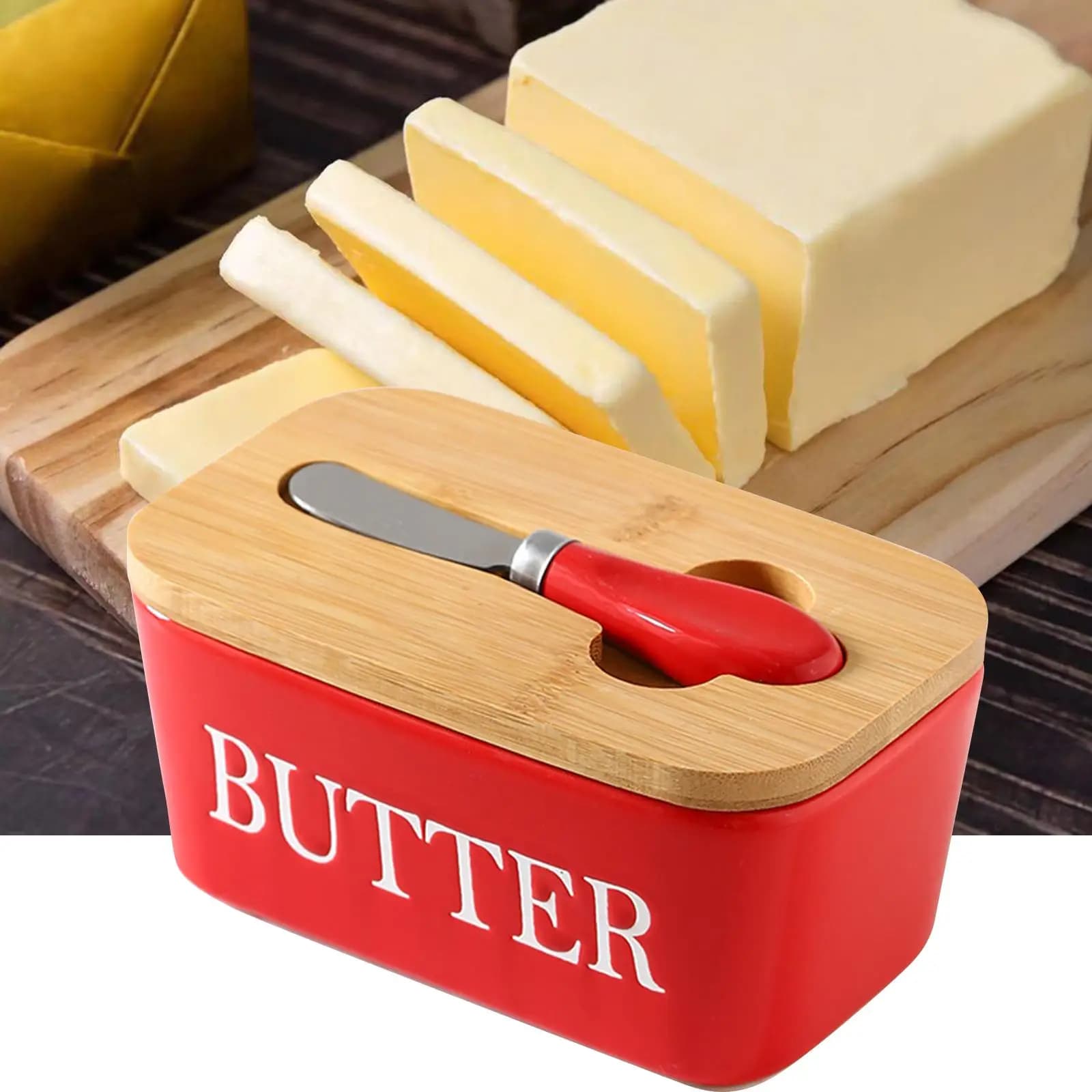 Piatto per burro in ceramica, scatola per burro di formaggio, scatola per formaggio, scatola di conservazione multiuso