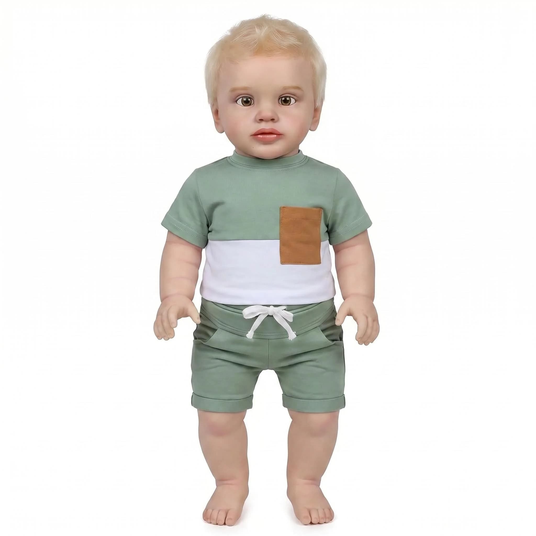 Bambola Reborn NPK Pippa Boy da 26 pollici - Realistica, morbida al tatto, dimensioni da neonato, con pelle dipinta 3D, bambola neonato finita