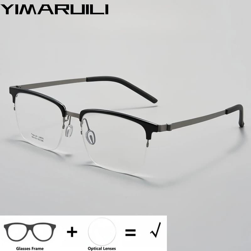 YIMARUILI Occhiali da vista ottici da uomo d'affari Blocco della luce blu Lettura Miopia Occhiali da vista progressivi di grandi dimensioni 2633U