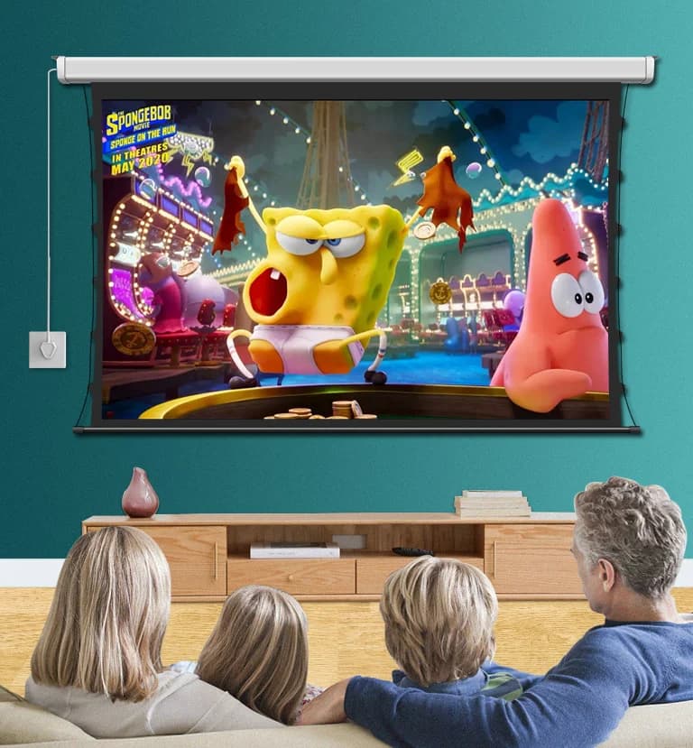 Y-100 "4K HD TV per interni Tab-Tension Schermo per proiettore Film elettrico Schermo per proiezione morbido grigio da incasso motorizzato da incasso a soffitto
