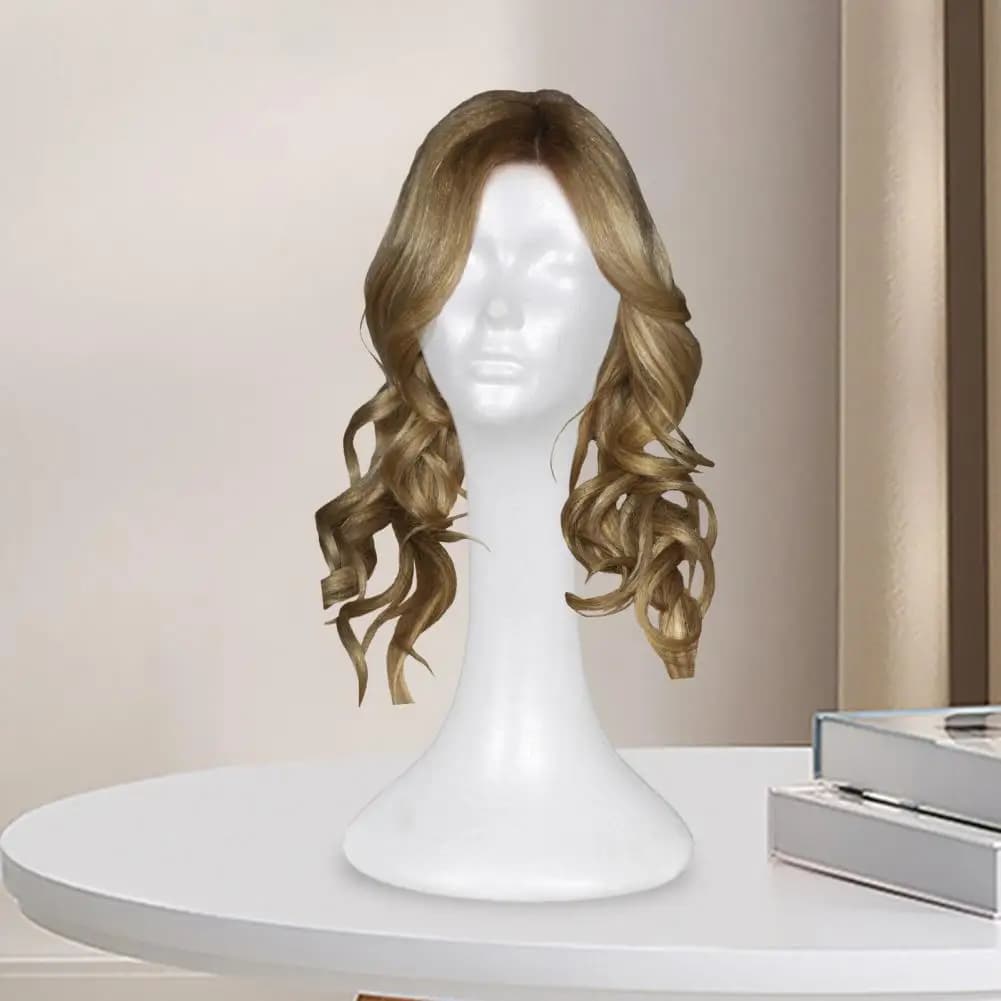 Espositore per Parrucche in Schiuma a Forma di Testa Femminile Alta, Supporto per Cappelli, Occhiali da Sole, Cuffie, Copricapi, Modello per Cosmetici, Accessorio per Testa