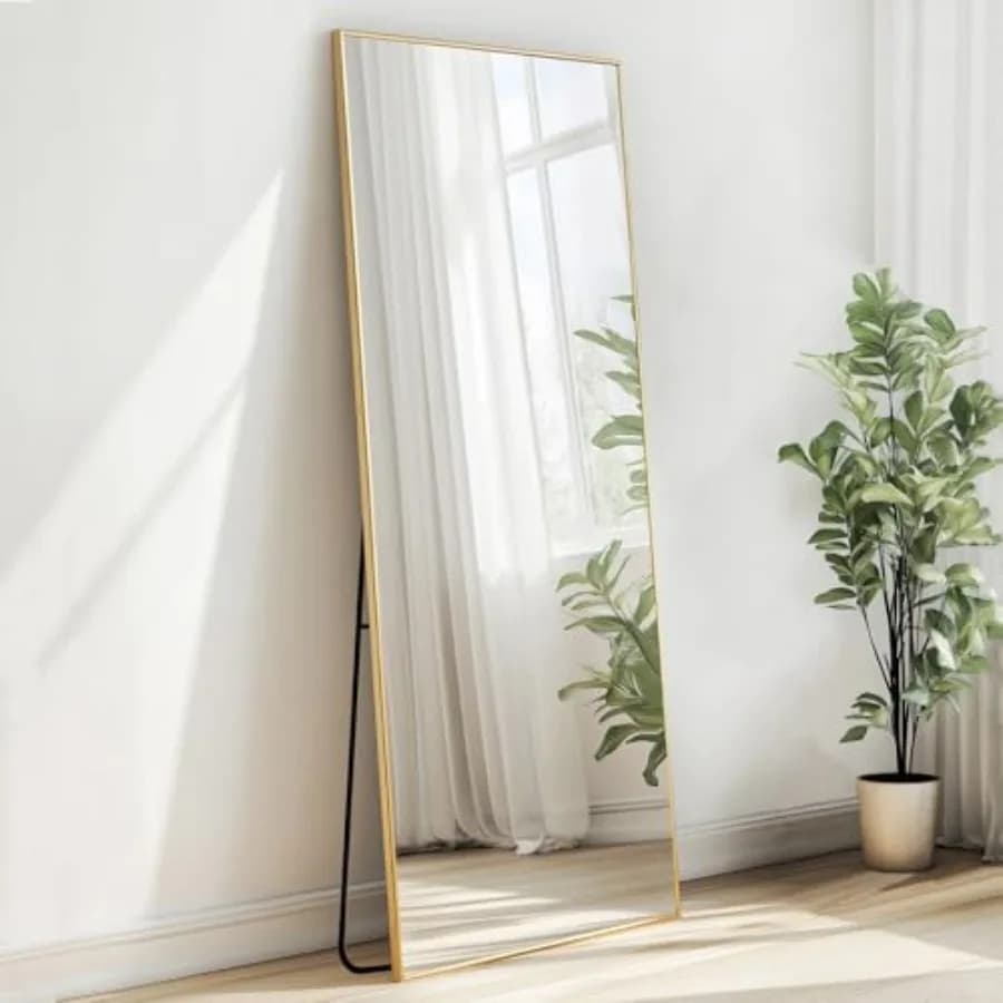 Specchio a Figura Intera con Cornice in Alluminio, Specchi da Terra per Camera da Letto, Soggiorno, Bagno, Corridoio, Guardaroba