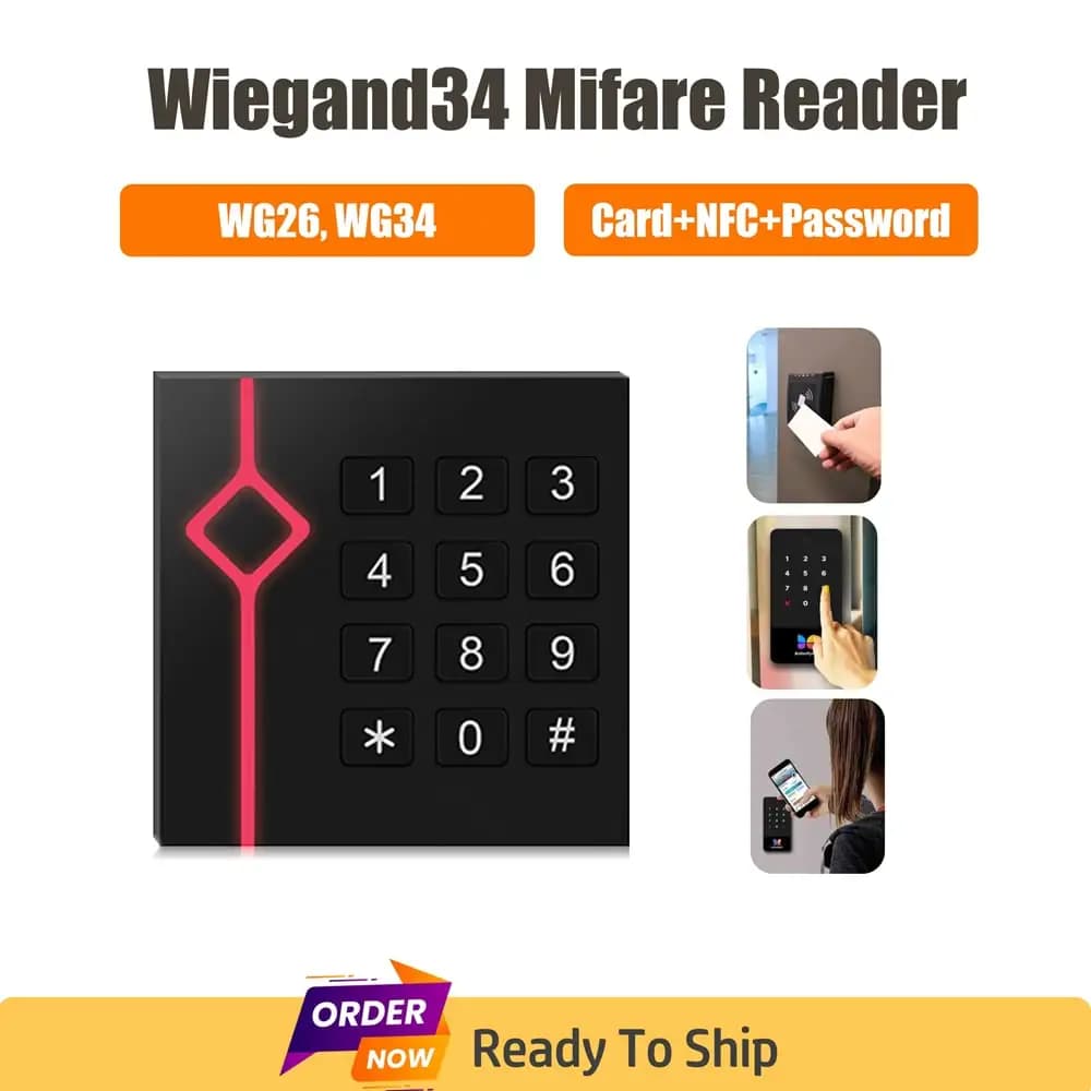 Lettore di schede Wiegand 34/26 Mi-fare NFC KEYPAD per controllo accessi Carte 13,56 Mhz 125 KHZ S50 Desfire Ntag213/216 Ultraleggero