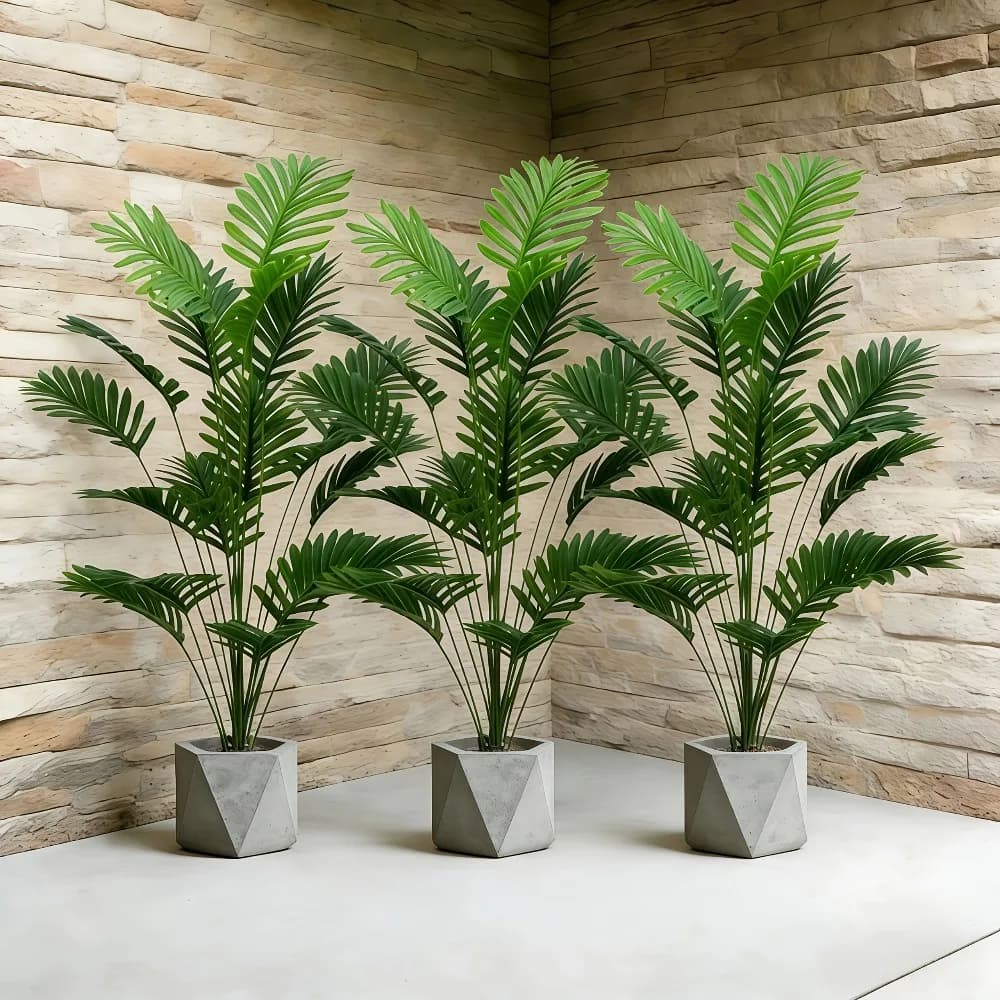 1 Piece Large Artificial Palm 65-128CM, Tropical Green Leaves, Plastic Fin Plants, Monstera Finy Copper for Home Decorations 2026