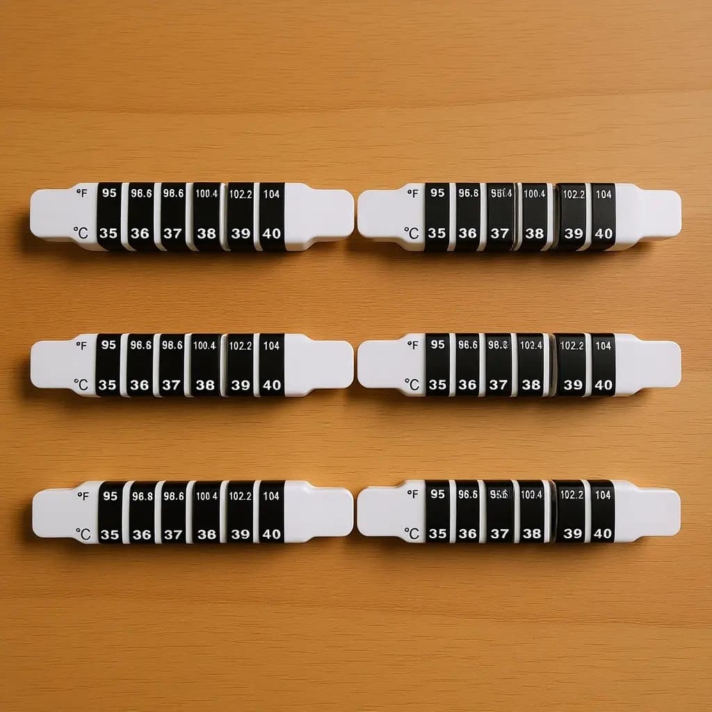 10 Pezzi Strisce Termometriche LCD a Cristalli Liquidi per la Fronte, Termometro Flessibile per Bambini, Adesivo Monitor Temperatura per Famiglia