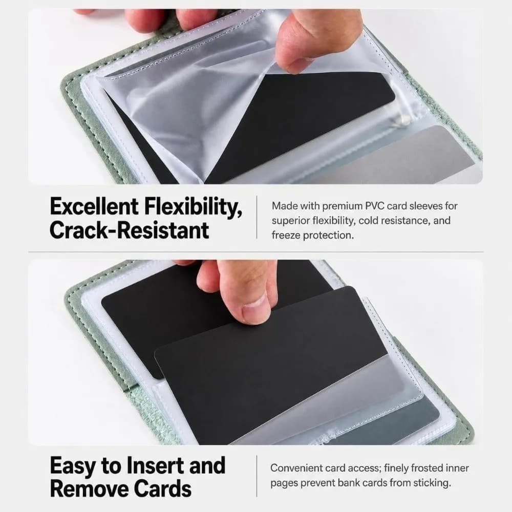 Portable 26 Slots Card Holder Bag RFID Blocking Simple Credit ID Card Organizer PU Leather Wallet Pocket Card Bag for Women Men
