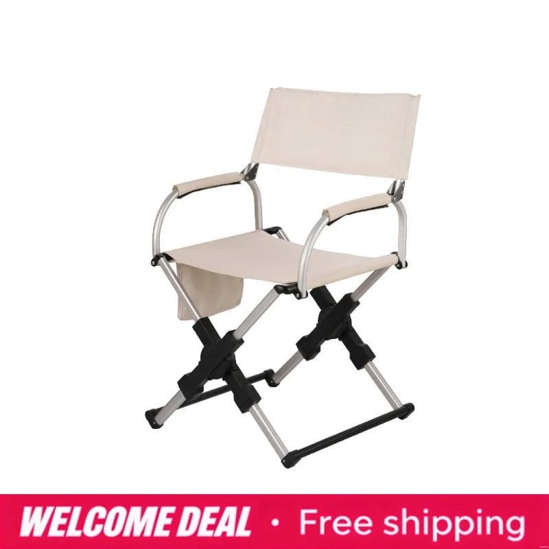 Light‑Weight Aluminum Folding Director Chair, Compact Portable Backrest Seat for Camping Fishing RV Outdoor Leisure